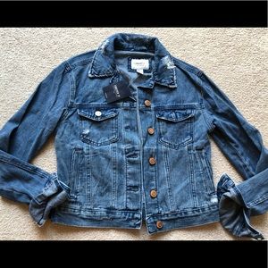 Forever 21 Blue Denim Jean Distressed Jacket Small Medium Blue Wash Long Sleeve